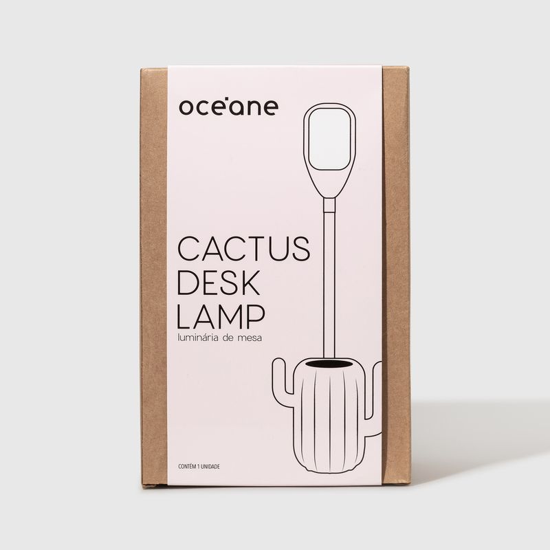 embalagem fechada frente Luminária de Mesa Verde Cactus Desk Lamp