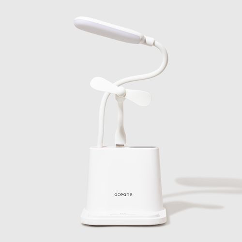 Luminária de Mesa com Ventilador Branco - Fan Desk Lamp