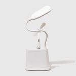 Luminária de Mesa C/ Ventilador Branco Fan Desk Lamp com luz apagada verso