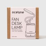 embalagem fechada frente Luminária de Mesa C/ Ventilador Branco Fan Desk Lamp