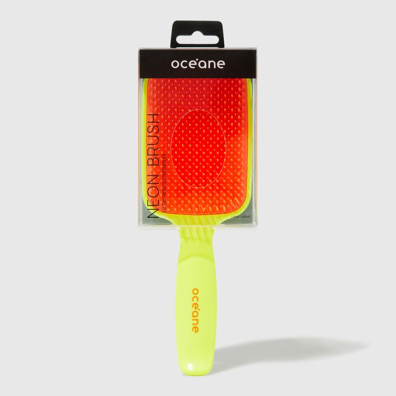 Escova de Cabelo Desembaraçadora Amarela Neon Brush embalagem frente