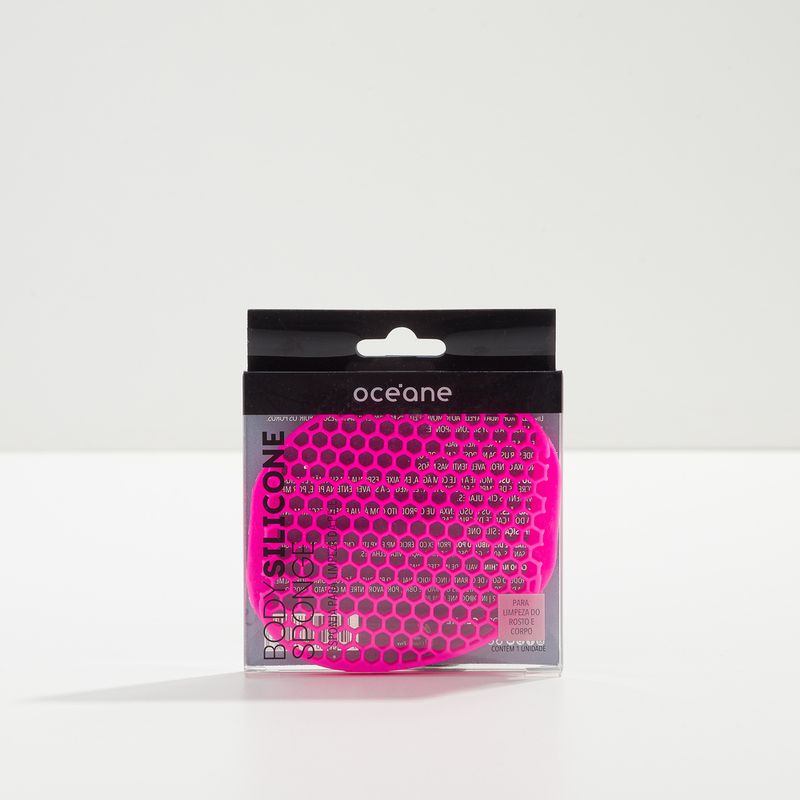 embalagem fechada frente Esponja de Silicone Para Limpeza de Pele Rosa Body Silicone Sponge