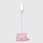 Luminária de Mesa Rosa Desk Lamp com luz acesa frente