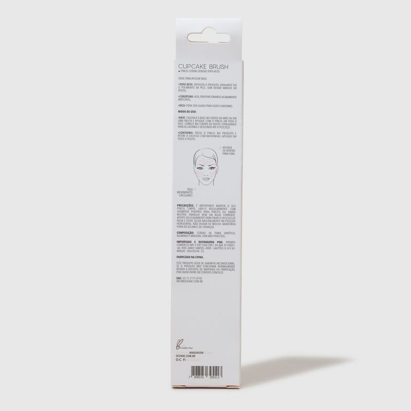 Embalagem fechada verso Pincel Para Base e Contorno Cupcake Brush Ocn1