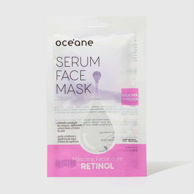 Máscara Facial Com Retinol Serum Face Mask embalagem fechada frente