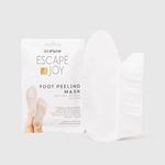 Máscara Esfoliante Para Pés Com Óleo de Coco Foot Peeling Mask 1 Par embalagem fechada frente , com as duas unidades da máscara ao lado direito