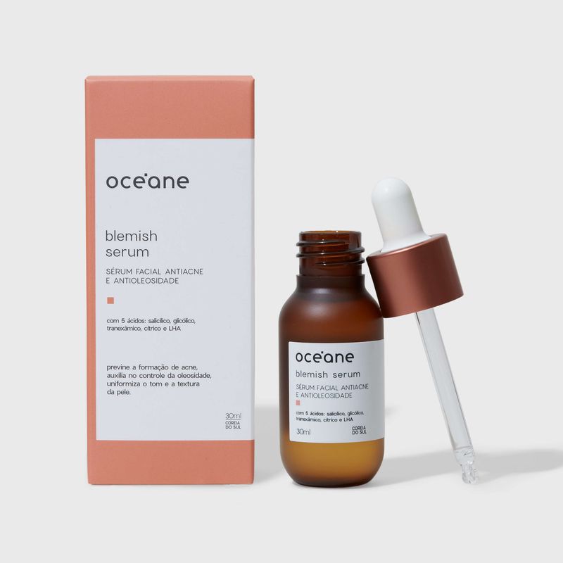 Embalagem serum antiacne e antioleosidade océane