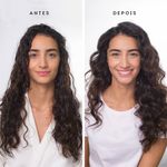 Antes e depois da modelo usando o Shampoo Para Cabelos Normais Océane com óleos ozonizados