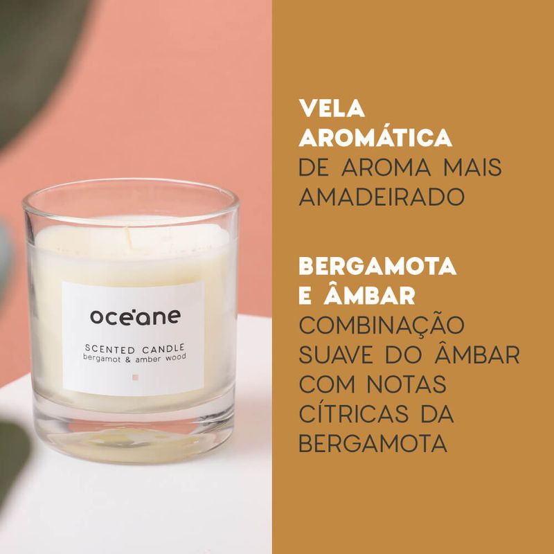 Vela Bergamota e âmbar aroma amadeirado