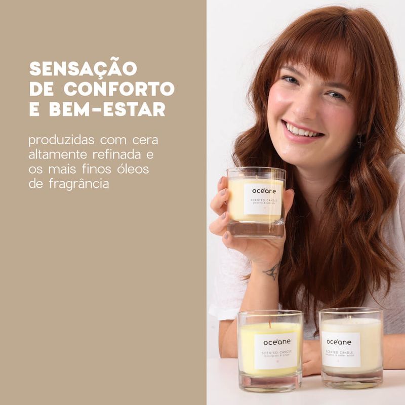 Vela 3 Pavios de Bergamota e Âmbar Scented Candle - Océane