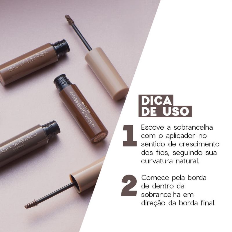 modo de uso Máscara de Sobrancelha Castanho Escuro Nádia Tambasco By Océane Brow Definer Deep Brown