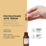 A imagem mostra informações importantes sobre o Sérum Facial de Ácido Poliglutâmico océane