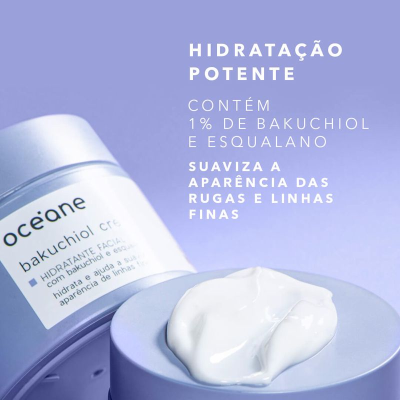 Beneficios hidratante facial de fito retinol e esqualano bakuchiol gel cream océane