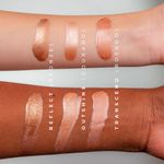 Swatches dos três tons do Iluminador Líquido Larissa Manoela By Océane Liquid Glow