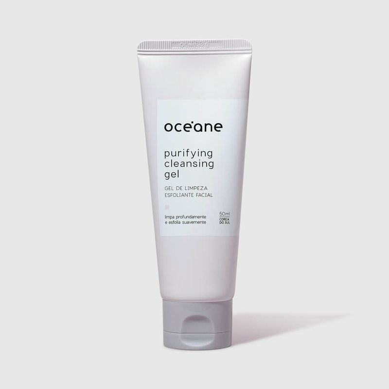 gel de limpeza facial esfoliante océane purifying cleansing gel fechado frente