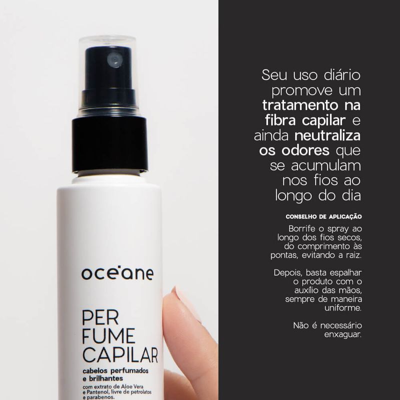 modo de uso Perfume Capilar com Aloe Vera Océane