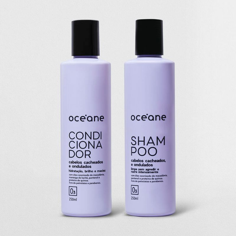 Kit Shampoo Condicionador Cabelos Cacheados e Ondulados ambos com embalagem fechada frente