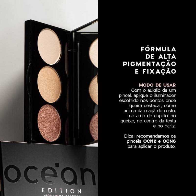 como usar a Paleta de Iluminadores Highlight Palette Océane Edition