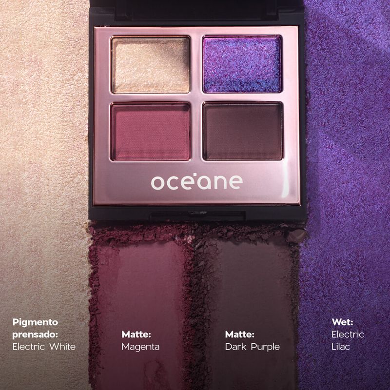 Cores da Paleta de Sombras 4 Eyeshadow Palette Night Glam Océane Edition