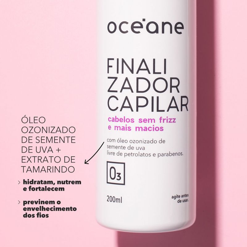 Ativos do Finalizador Capilar Anti-Frizz com óleos ozonizados