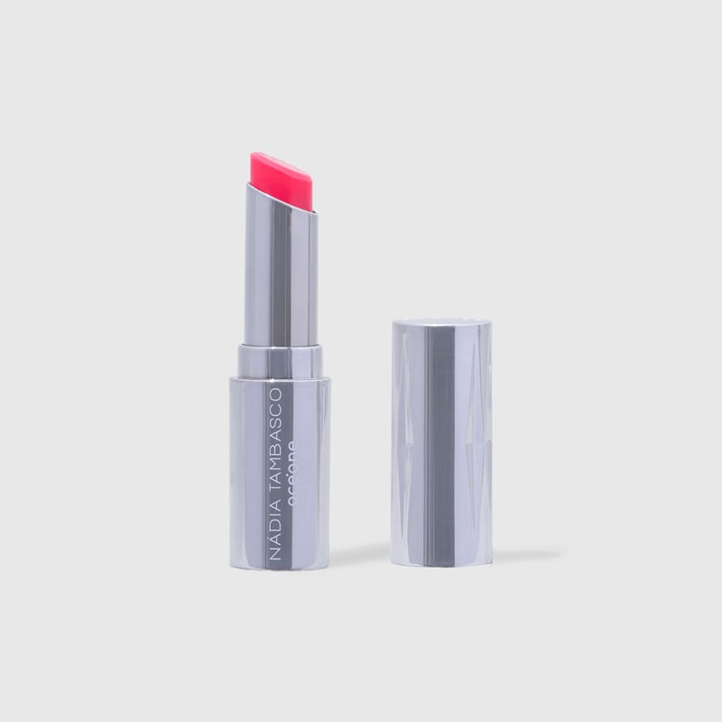 Revitalizador-Labial-Rosa-Pink-Nadia-Tambasco-By-Oceane-Sweet-Lips-Amour-embalagem-aberta-frete-com-tampa-ao-lado-direito