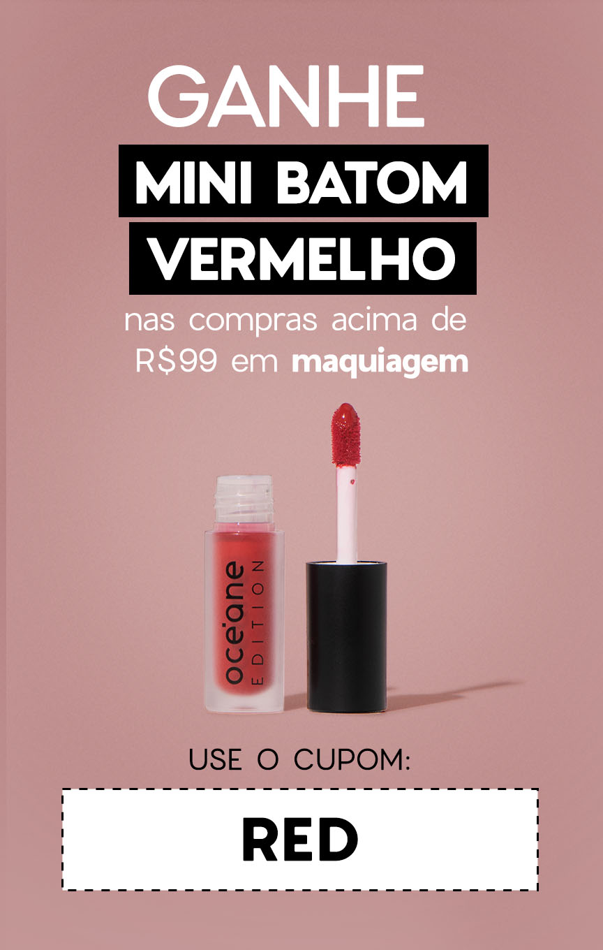 Ganhe Mini Batom vermelho nas compras acima de R$ 99,00 em Maquiagem I cupom: RED