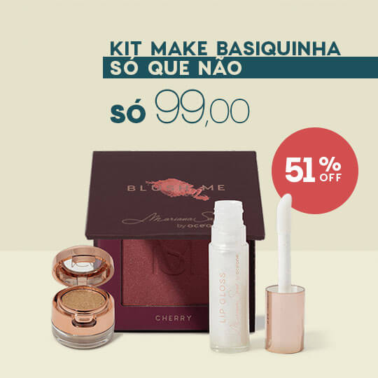 Kit Blush Vermelho + Brilho Labial Transparente + Sombra Dupla Dourada Mariana Saad By Océane (2 Produtos)
