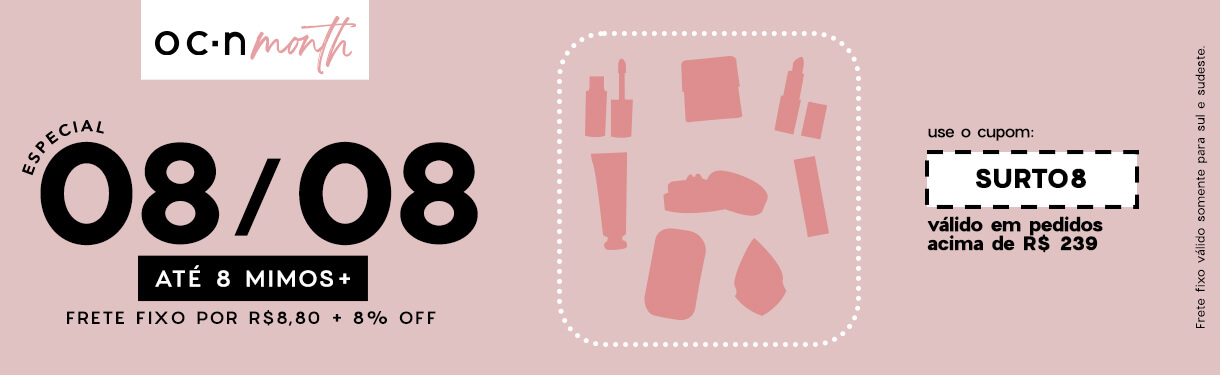 Especial 08/08 | Ganhe até 8 mimos + frete fixo por R$8,8 + 8%OFF acima de R$239 | Cupom: SURTO8