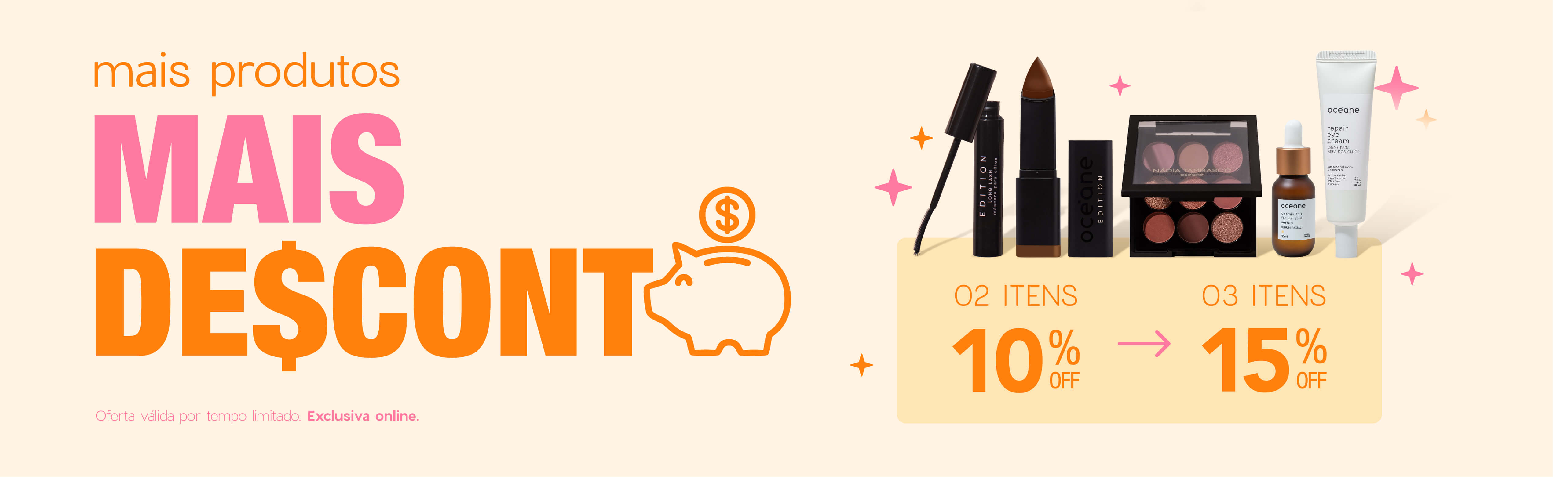 Desconto progressivo I 2 itens 10% e 3 itens 15%